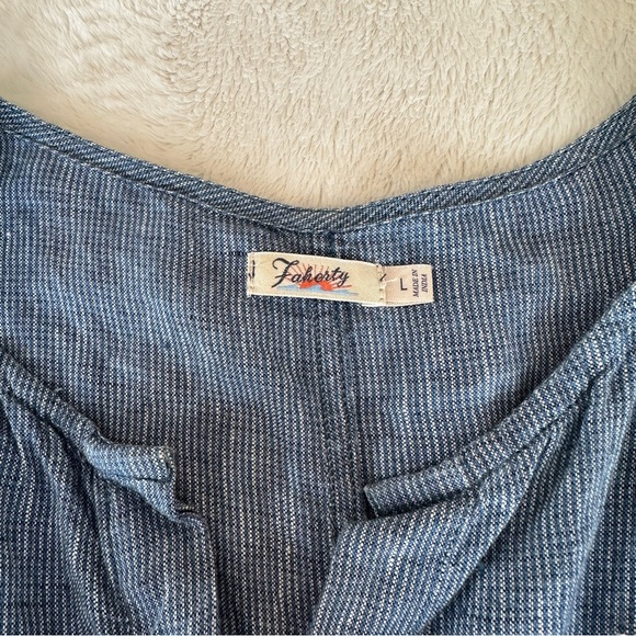 Faherty 100% Linen Short Sleeve Button Down Women's Blouse - Size Large - Picture 6 of 9